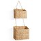 Casafield 2-Tier Hanging Storage Basket Set, Natural Boho Water Hyacinth Wall Basket Organizer for Kitchen Pantry, Home Office, Entryway, Bathroom